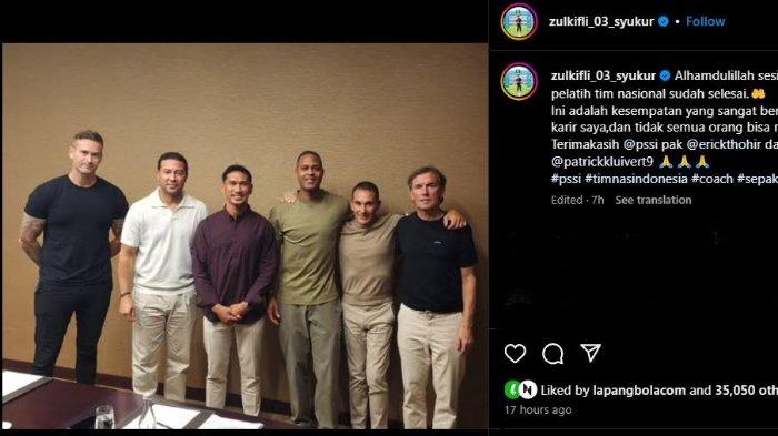 Foto unggahan Zulkifli Syukur bersama para staf kepelatihan Timnas Indonesia