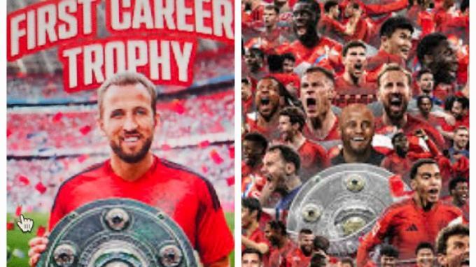 GELAR PERTAMA HARRY KANE SETELAH 16 TAHUN - Harry Kane merayakan gelar pertama dalam kariernya setelah Bayern Munchen mengunci trofi Bundesliga 2025.