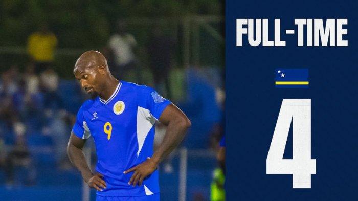 AKSI KASTANEER - Eks striker Persib Bandung Gervane Kastaneer saat memperkuat Timnas Curacao dalam pertandingan menghadapi Saint Lucia pada matchday 3 grup F ronde 2 Kualifikasi Piala Dunia 2026 zona Concacaf, Sabtu (7/6/2025). (Instagram FFK - 7/6/2025)