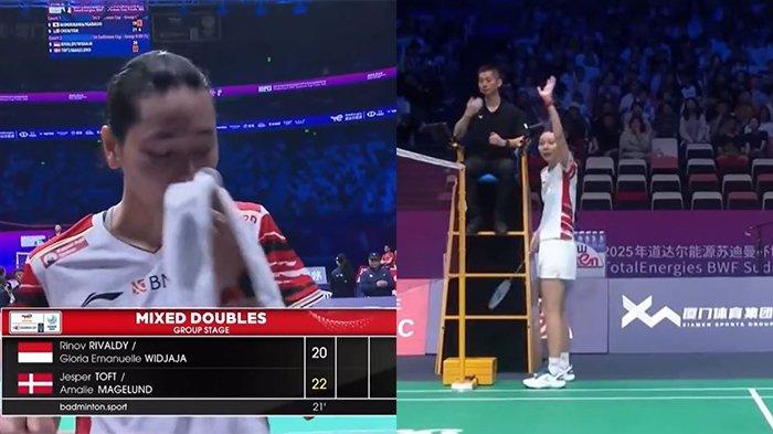 GLORIA MENANGIS - Wasit Sudirman Cup 2025 menjadi sorotan setelah membuat keputusan yang keliru saat memimpin duel Indonesia vs Denmark, Kamis (1/5/2025). Insiden itu terjadi di match pertama di laga Rinov Rivaldy/Gloria Emanuelle Widjaja vs Jesfer Toft/Amalie Magelund.