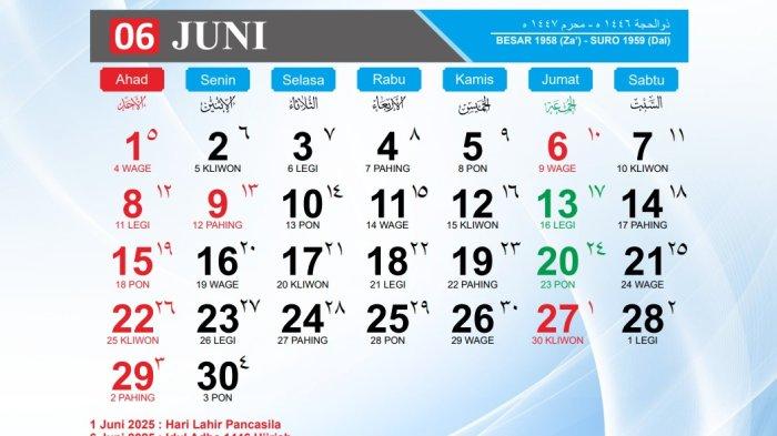 Kalender Hijriah Bulan Juni 2025, Lengkap dengan Jadwal Puasa Sunnahnya ...