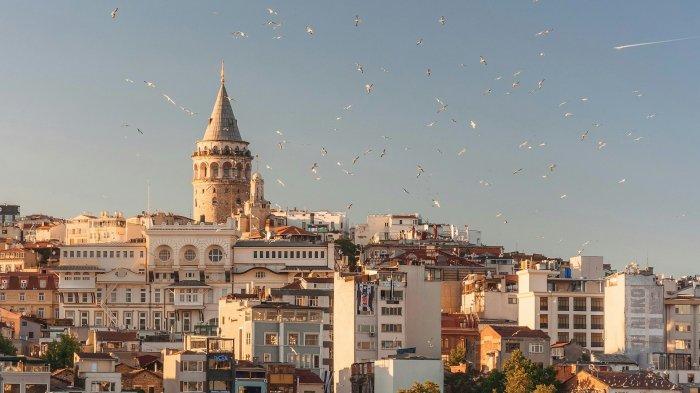 Ilustrasi pemandangan di Istanbul, Turki. 