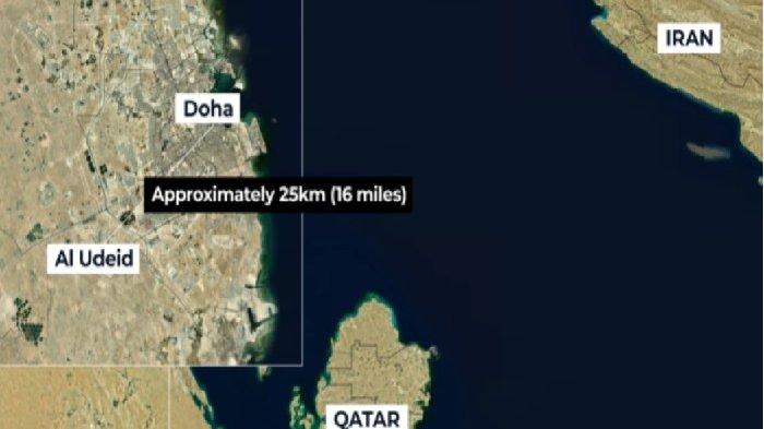 SERANGAN IRAN - Iran menyasar pangkalan militer Amerika Serikat (AS), Al Udeid di Doha, Qatar pada Selasa (24/6/2025). Serangan tersebut disebut sebagai serangan simbolis.