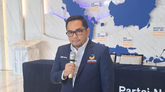 Ketua DPP Partai NasDem, Muhammad Rifqinizamy Karsayuda di NasDem Tower, Jakarta, Jumat (18/7/2025).