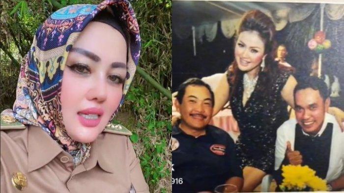 KADES WIWIN VIRAL - Kolase Kades Wiwin Komalasari dengan dirinya yang berfoto bersama putra Presiden RI ke-2 Soeharto, Bambang Trihatmodjo. Kini Kades Wiwin viral karena tertawakan nasi berkat.