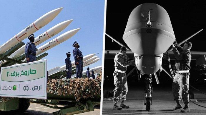 Kolase Rudal Houthi dan Drone MQ-9 Reaper Amerika