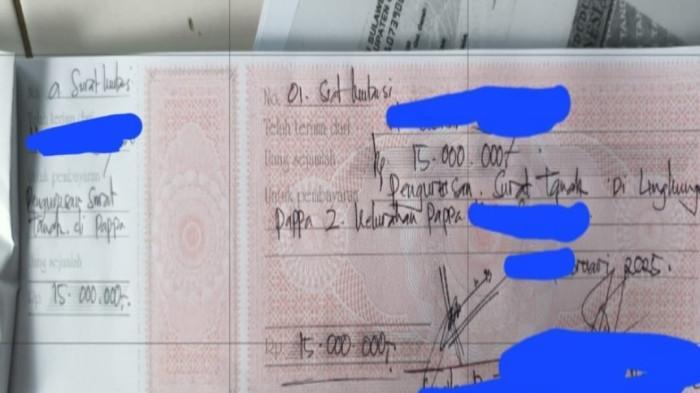 UANG PELICIN - Kwitansi penyetorn uang kepada Camat Pattallassang dan Lurah Pappa yang viral di media sosial. Bupati Takalar Firdaus Daeng Manye menonaktifkan keduanya.