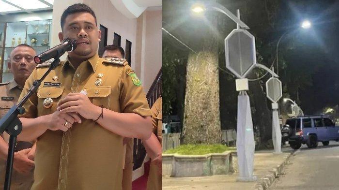 LAMPU POCONG - Bobby Nasution saat menjabat Wali Kota Medan dan proyek lampu hias atau disebut lampu pocong. Proyek lampu pocong itu disebut gagal total.