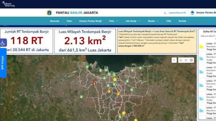 LINK PANTAU BANJIR - Tangkapan layar tampilan situs web untuk pantau banjir di di Jabodetabek diambil pada Selasa (4/3/2025). Seluruh masyarakat bisa mengecek kondisi banjir yang terjadi di Jakarta melalui situs web Jakarta Smart City milik Pemprov DKI Jakarta di https://smartcity.jakarta.go.id/id/pantaubanjir/.