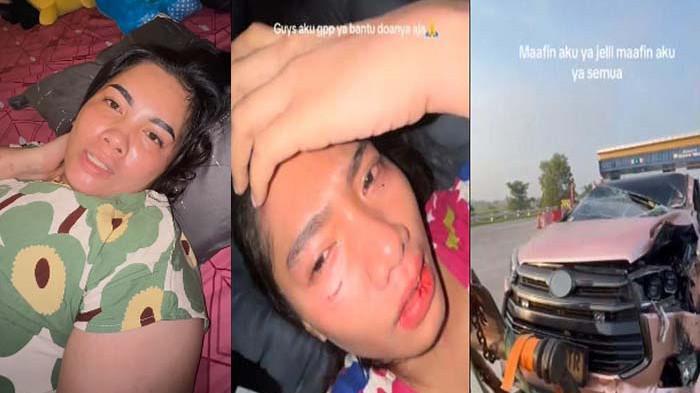 KECELAKAAN - Pedangdut Lusyana Jelita mengalami kecelakaan di Tol Sragen Jawa Tengah, Rabu (16/7/2025). Itu terjadi sehari sebelum hari ulang tahunnya ke-22, Kamis (17/7/2025). Ia masih bersyukur karena luput dari maut.