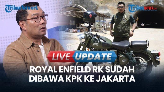 MOTOR RIDWAN KAMIL - Ridwan Kamil dan Atalia kembali konvoi bersama puluhan pengendara motor ojol  di Gedung Sate, Jalan Diponegoro No 22, Kota Bandung, Sabtu (25/5/2019) sore. Motor Royal Enfield Classic 500 milik eks Gubernur Jawa Barat Ridwan Kamil yang sebelumnya disita KPK sudah tak berada di Bandung, kemana?