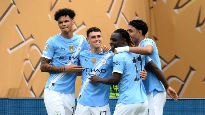 SELEBRASI MAN CITY - Para pemain Manchester City merayakan gol dari Phil Foden saat pertandingan menghadapi Wydad pada grup G Piala Dunia Antarklub, 18 Juni 2025. (Website FIFA - 22/6/2025)