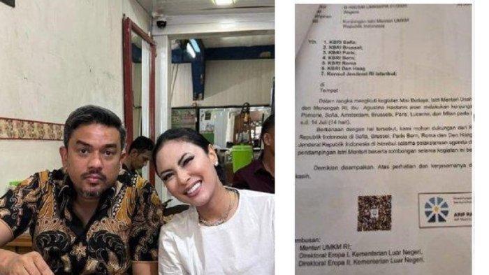 ISTRI MENTERI MAMAN - Menteri UMKM Maman dan istrinya Tina Astari tengah disorot usai diduga minta difasilitasi negara ke luar negeri. Surat permintaan bantuan Kementerian UMKM pun tersebar di media sosial, Kamis (3/7/2025). (Instagram/maman.abdurrachman.st // Istimewa)