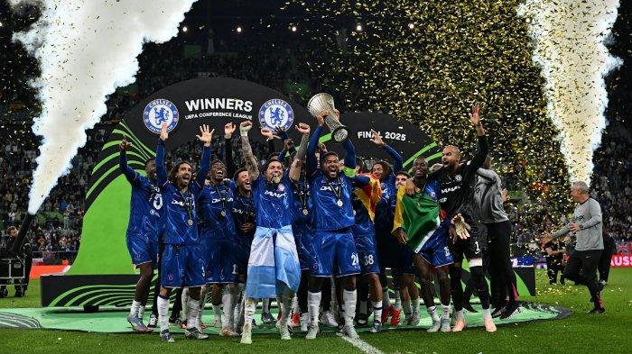 Momen perayaan Chelsea juara UEFA Conference League