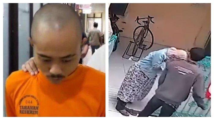 PELAKU PENGANIAYAAN - Pelaku penganiayaan ibu kandung (kanan) di Bekasi diringkus Polres Metro Bekasi Kota, Minggu (22/6/2025). Dia melakukan aksi itu karena kesal permintaannya tidak dituruti (kiri)