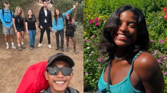 JATUHNYA JULIANA MARINS - Pemandu Juliana Marins di Gunung Rinjani, Ali Musthofa (kiri), saat foto bersama rombongan Juliana ketika hendak mendaki. Foto Juliana Marins semasa hidup (kanan).