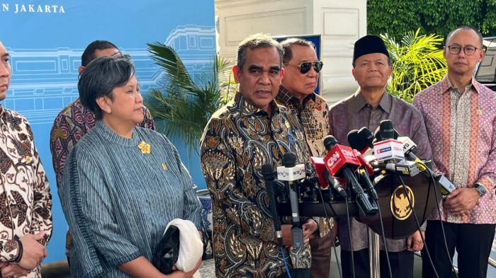 SIDANG TAHUNAN MPR - Pimpinan Majelis Permusyawaratan Rakyat (MPR) RI dipimpin Ketua Ahmad Muzani beri keterangan pers usai bertemu Presiden Prabowo Subianto di Istana Merdeka, Jakarta, Rabu, (23/7/2025). Muzani menyebut Sidang Tahunan yang semula dijadwalkan pada 16 Agustus digeser menjadi Jumat, 15 Agustus 2025.