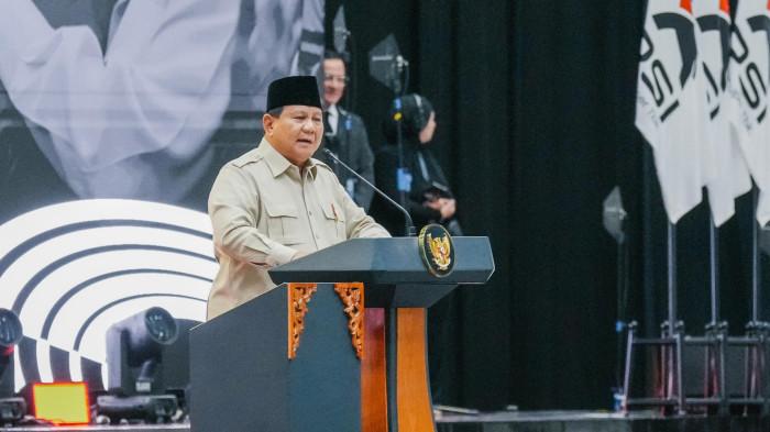 PRABOWO DI KONGRES PSI - Presiden RI Prabowo Subianto  saat memberikan sambutan di Edutorium KH Ahmad Dahlan Universitas Muhammadiyah Surakarta (UMS) di Kecamatan Laweyan, Kota Solo, Jawa Tengah, pada Minggu (20/7/2025).