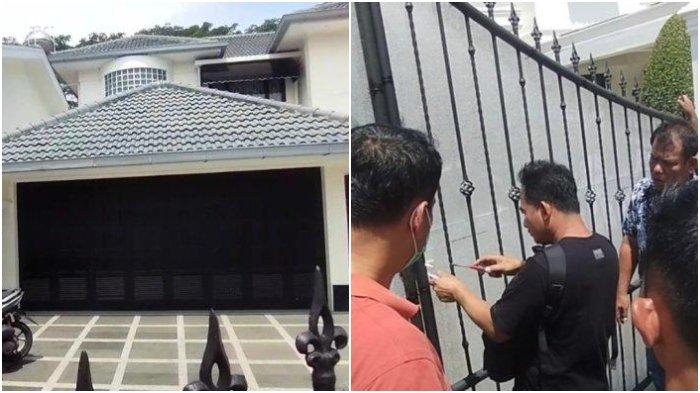 PENGGELEDAHAN KPK - Kolase foto penampakan rumah Topan Ginting - tiga orang petugas polisi yang berjaga di depan gerbang cluster Topaz Perumahan Royal Sumatera di Jalan Jamin Ginting Medan, Rabu (2/7/2025). Detik-detik KPK melakukan penggeledahan di rumah mewah milik Kepala Dinas PUPR Topan Obaja Ginting di Cluster Topaz, Perumahan Royal Sumatera, Rabu (2/7/2025).