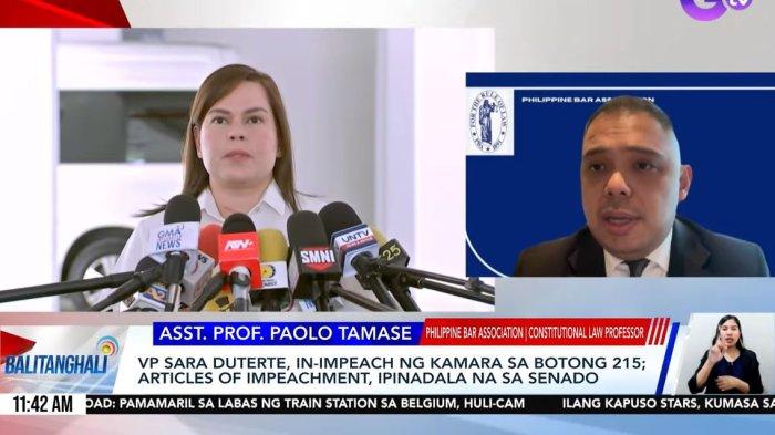 SARA DUTERTE DIMAKZULKAN - Tangkap layar YouTube GMA Integrated News yang diambil pada Kamis (6/2/2025), menampilkan berita pemakzulan Wakil Presiden Filipina, Sara Duterte. Sara Duterte dimakzulkan oleh DPR, tapi itu bukan berarti ia langsung dicopot dari jabatannya.