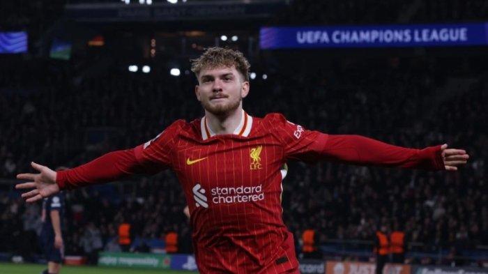 SELEBRASI ELLIOTT - Selebrasi gelandang Liverpool, Harvey Elliott setelah mencetak gol ke gawang Paris Saint-Germain (PSG) pada laga leg pertama babak 16 besar Liga Champions di Parc des Princes, Kamis (6/3/2025). Elliott jadi pahlawan kemenangan The Reds.