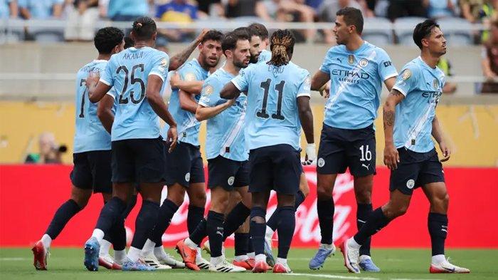 Selebrasi pesepak bola Manchester City setelah mencetak gol ke gawang Juventus dalam ajang Piala Dunia Antarklub 2025 di Camping World Stadium, Jumat (27/6/2025). Juventus kalah telak 2-5 dan Man City. (Foto diambil dari laman resmi FIFA Club World Cup 2025 pada Jumat, 27 Juni 2025).