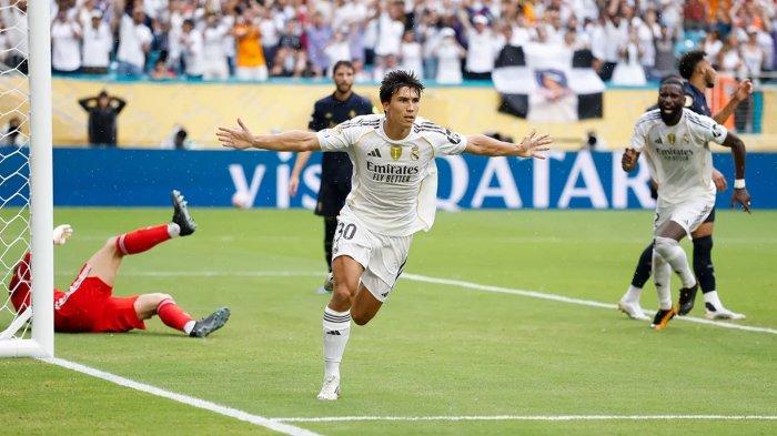 SELEBASI - Selebrasi penyerang Real Madrid, Gonzalo Garcia saat melawan Juventus pada babak 16 besar Piala Dunia Antarklub 2025, pada Rabu (2/7/2025) dini hari WIB. Real Madrid menang tipis 1-0.