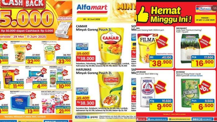 KATALOG PROMO JSM - Tangkap layar akun Instagram Indomaret dan  Alfamart yang diunggah pada Senin (9/6/2025). Berikut daftar produk minyak goreng murah dalam katalog promo Indomaret, Superindo, dan Alfamart untuk hari ini, Rabu (11/6/2025).