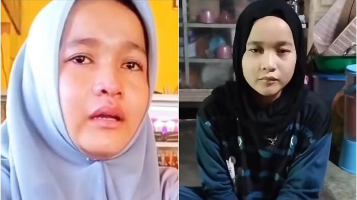SISWI BERHENTI SEKOLAH - Kolase foto Intan Mutiara, siswi MTs viral karena rela berhenti sekolah demi kerja membantu ibunya. Ia dikenal berprestasi.