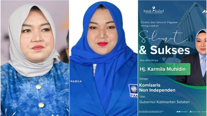 KOMISARIS BANK KALSEL - Kolase foto Karmila Muhidin, anak  Gubernur Kalimantan Selatan (Kalsel) Muhidin yang jadi komisaris bank daerah. Karmila Dilantik oleh ayahnya sendiri Muhidin, pada 14 Juli 2025 kemarin.