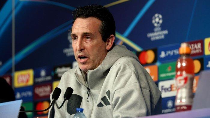UNAI EMERY - Pelatih Aston Villa asal Spanyol Unai Emery dalam sesi konferensi pers sebelum pertandingan menghadapi Paris saint-Germain (PSG) pada leg pertama perempat final Liga Champions 2024/2025 di Stadion Parc des Princes, Kamis (10/4/2025). (Website Aston Villa - 10/4/2025)