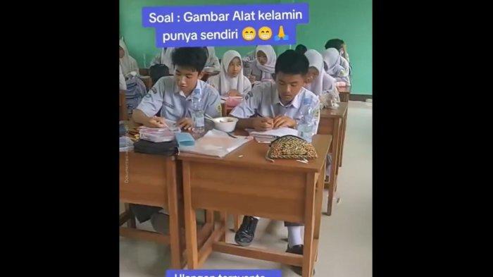 UJIAN GAMBAR ALAT KELAMIN - Video guru memberikan soal menggambar alat kelamin saat ujian Biologi di SMAN 1 Cililin, Kabupaten Bandung Barat, Jawa Barat, viraal di media sosial. Video itu justru diunggah ke akun media sosial guru tersebut.