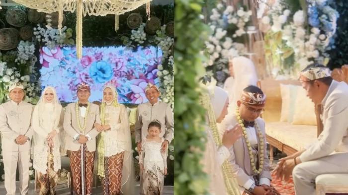 PERNIKAHAN ANAK KDM - Momen foto bersama keluarga dan sungkeman Maula Akbar ke Dedi Mulyadi di pernikahannya dengan Wakil Bupati Garut Putri Karlina, Rabu (16/7/2025).