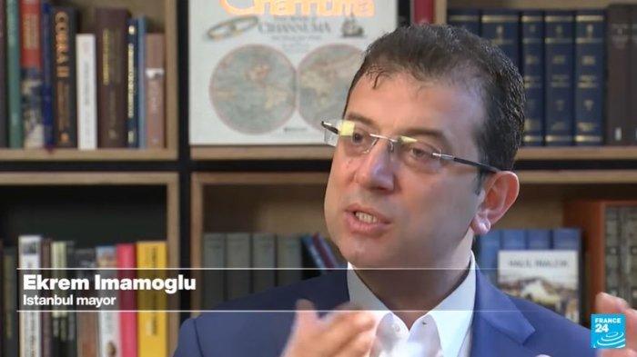 WALI KOTA ISTANBUL - Tangkapan layar YouTube France24 pada Senin (24/3/2025) yang memperlihatkan wali kota Istanbul, Ekrem Imamoglu.  