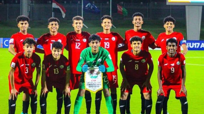 SKUAD YAMAN - Sebelas pertama Timnas Yaman U17 ketika menghadapi Afghanistan pada laga pembuka grup C Piala Asia U17 2025. (Facebook YFA - 7/4/2025)