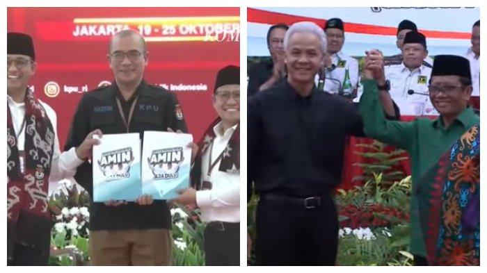 Anies Baswedan-Cak Imin dan Ganjar Pranowo-Mahfud MD - Anies-Cak Imin sudah resmi mendaftar sebagai capres-cawapres 2024 di KPU hari ini, Kamis (19/10/2023), kini giliran Ganjar-Mahfud yang bersiap.
