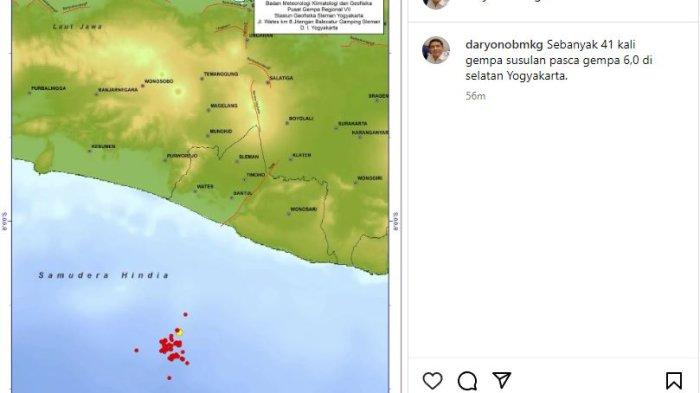 BMKG mencatat terjadi 41 gempa susulan