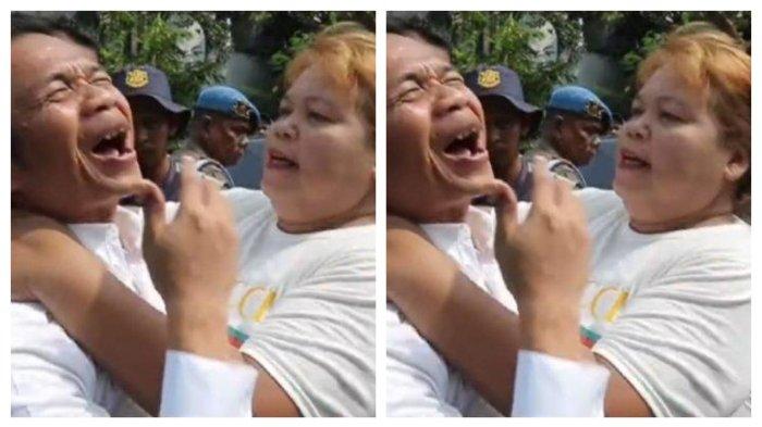 BUPATI PURWAKARTA DICIUM - Bupati Purwakarta Om Zein tak berdaya saat mendadak dikecup emak-emak berambut pirang ketika membongkar bangunan liar di sepanjang daerah aliran sungai (DAS) Pasawahan, Kamis (19/6/2025).