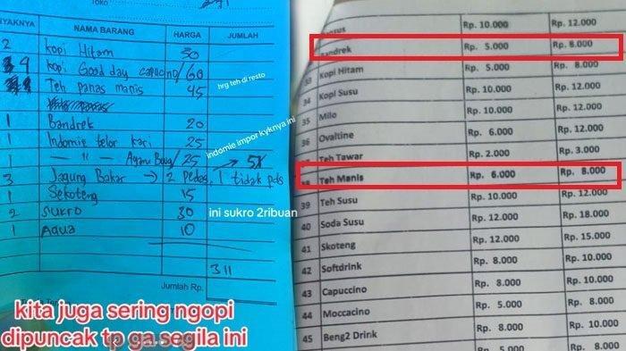 Harga normal makanan dan minuman di warung Puncak Bogor yang viral rupanya melanggar kesepakatan yang ada.