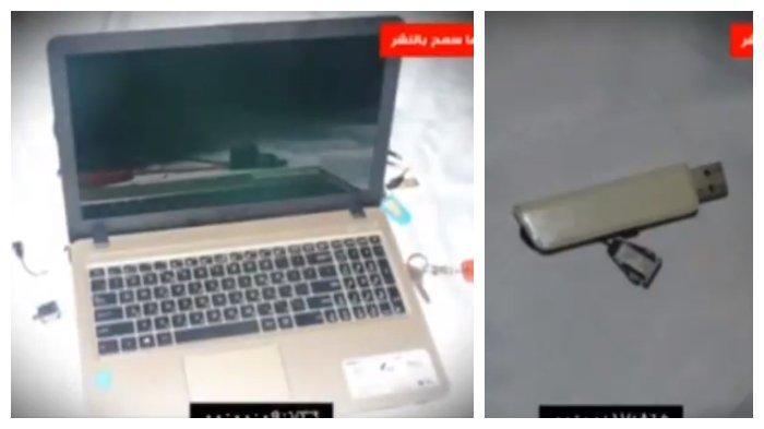 Cuplikan video pada Sabtu (30/12/2023), memperlihatkan foto laptop dan flash drive yang dirilis oleh Brigade Abu Ali Mustafa, sayap militer Front Populer untuk Pembebasan Palestina yang berafiliasi dengan Hamas. Laptop dan flash drive itu diklaim milik tentara Israel.