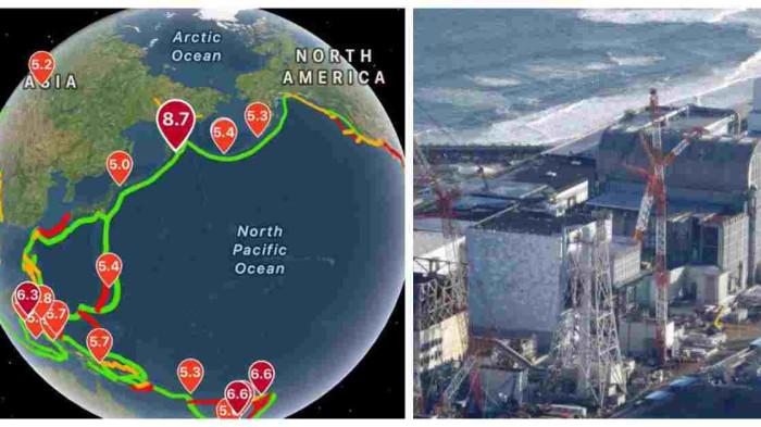 GEMPAR M 8,8. Kolase gambar dari X/@cse_aspirantss dan Japan Times, Rabu (30/7/2025). Gempa besar berkekuatan 8,8 mengguncang wilayah Kamchatka di timur Rusia, dengan peringatan dan peringatan tsunami dikeluarkan di seluruh Pasifik bahkan membuat Jepang menghentikan operasi reaktor nuklir Fukushima, Rabu (30/7/2025).