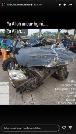 Kondisi mobil Syabda Perkasa yang terlibat kecelakaan di Tol Pemalang
