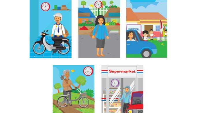 Gambar soal untuk kunci jawaban Bahasa Inggris Kelas 4 SD Kurikulum Merdeka Semester 2 bagian Look and Write halaman 132 Unit 12 He Goes to School by Bike pada buku My Next Words.