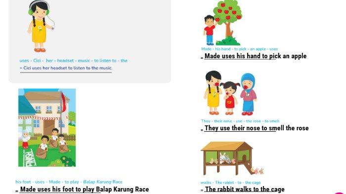 Kunci Jawaban Bahasa Inggris Kelas 2 SD Kurikulum Merdeka Semester 2 bagian Look and Write halaman 64-65 Unit 6 Parts of Our Body That Work Together buku My Next Words.