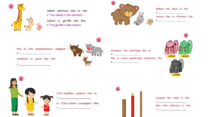 Gambar soal untuk kunci Jawaban Bahasa Inggris Kelas 5 SD Kurikulum Merdeka Semester 2 bagian Look and Arrange halaman 91-92 Unit 9 The Elephant Is The Biggest buku My Next Words.