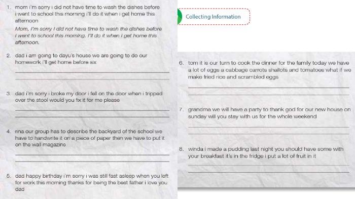 KUNCI JAWABAN SMP - Gambar soal untuk kunci Jawaban Bahasa Inggris Kelas 8 SMP Kurikulum 2013 (K-13) Semester 2 yang diambil pada Selasa (11/2/2025) di bagian Collecting Information halaman 202-203 Chapter 12 Don't Forget It, Please! buku Bahasa Inggris When English Rings a Bell. 