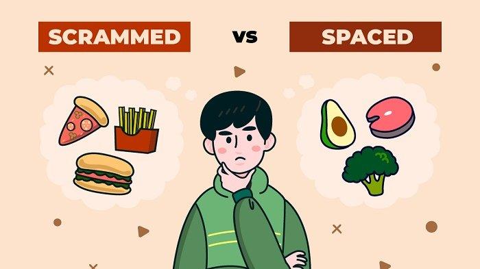 ILUSTRASI - Ilustrasi perbedaan belajar cramming dengan belajar terjadwal: seperti memilih fast food atau makanan sehat bergizi tinggi yang menyehatkan