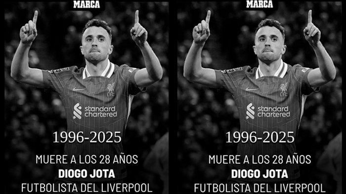 Media Spanyol, Marca melaporkan, pemain Liverpool Diogo Jota meninggal dunia setelah mengalami kecelakaan lalu lintas di Provinsi Zamora, Sapanyol, Kamis (3/7/2025). Foto diambil dari media X Marca pada Kamis, 3 Juli 2025.