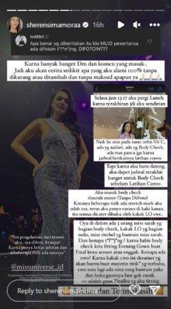 Pengakuan Sheren Simamora, salah satu finalis Miss Universe Indonesia 2023 terkait kontestan yang difoto telanjang.