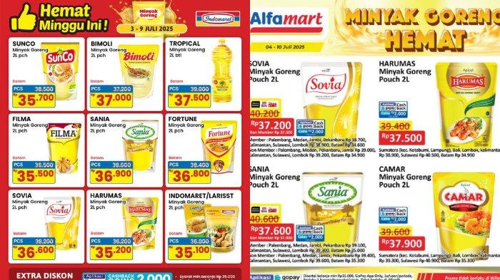 KATALOG PROMO HARI INI - Tangkap layar akun Instagram Indomaret dan Alfamart yang posting pada Selasa (8/7/2025). Inilah daftar produk minyak goreng murah yang masuk dalam katalog promo Indomaret dan Alfamart hari ini, Rabu (9/7/2025)